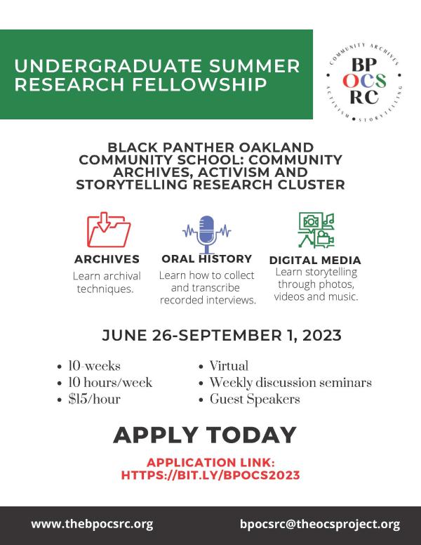 BPOCS Undergraduate Summer Research Fellowship Opportunity | UCI School ...